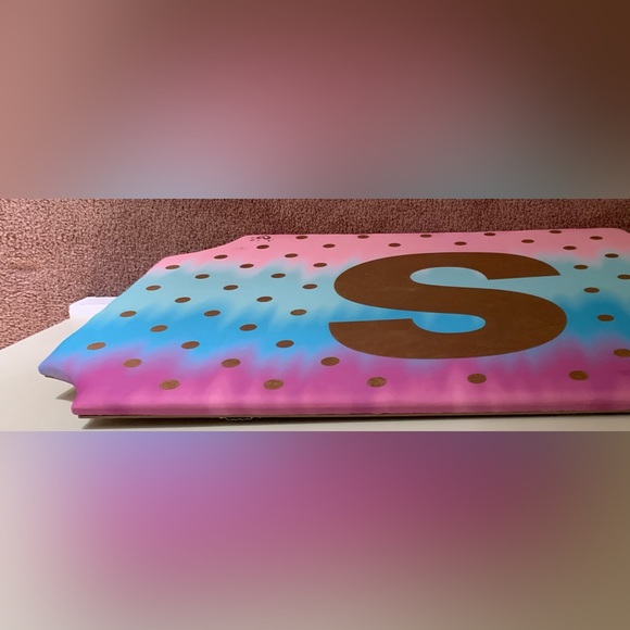 Justice Girls Padded Gold Dotted Ombre Memory Pin Board Golden Initial Letter S - Picture 11 of 15